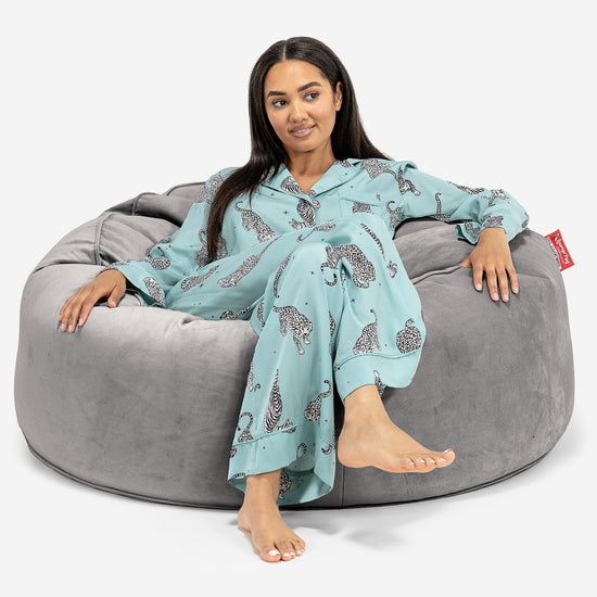 Canapé Pouf Géant Mammouth - Velours Argent 01