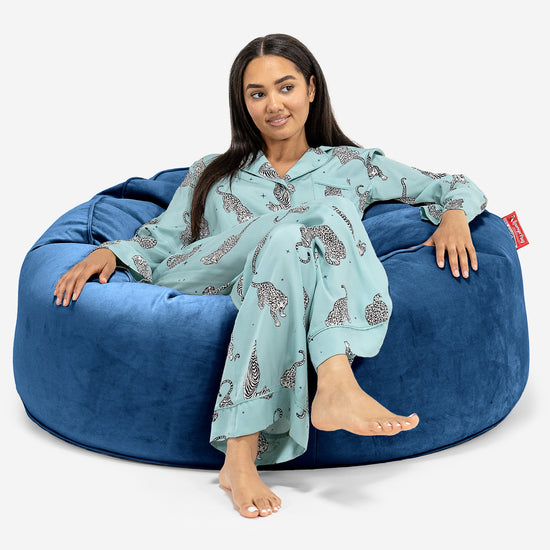 Canapé Pouf Géant Mammouth - Velours Bleu Marine 01
