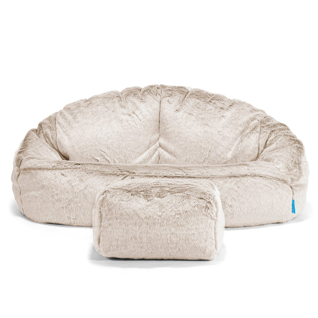 Pouf Canapé Bubble pour Enfants - Fausse Fourrure Lapin Brun Doré 02