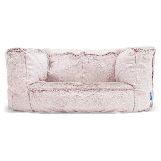 Canapé Enfant Albert - Fausse Fourrure Lapin Rose Pastel 01