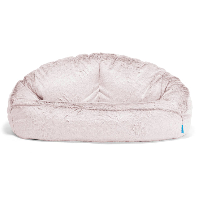 Pouf Canapé Bubble pour Enfants - Fausse Fourrure Lapin Rose Pastel 01