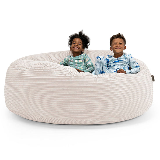 Pouf Géant pour Enfants de Taille Familiale 3-14 ans - Côtelé Crème 01