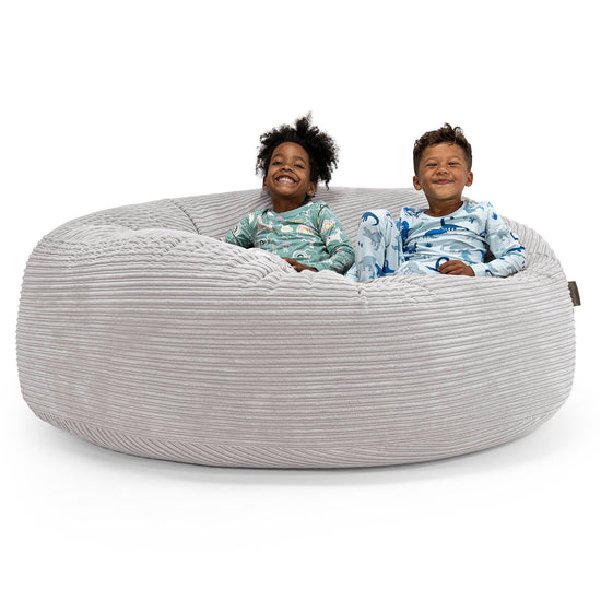 Pouf Géant pour Enfants de Taille Familiale 3-14 ans - Côtelé Gris Argent 01