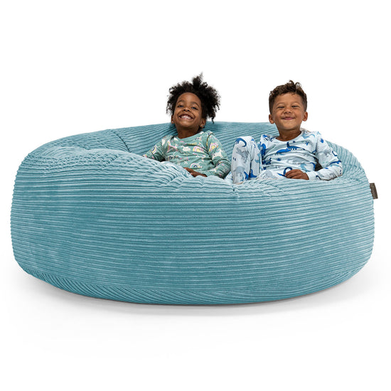 Pouf Géant pour Enfants de Taille Familiale 3-14 ans - Côtelé Mer Égée 01