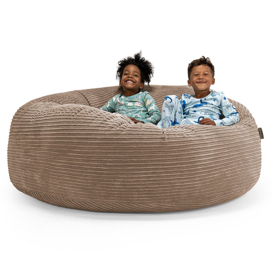 Pouf Géant pour Enfants de Taille Familiale 3-14 ans - Côtelé Moka 01