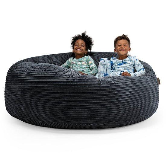Pouf Géant pour Enfants de Taille Familiale 3-14 ans - Côtelé Noir 01