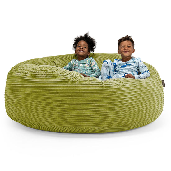 Pouf Géant pour Enfants de Taille Familiale 3-14 ans - Côtelé Vert Acide 01
