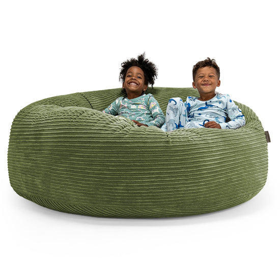 Pouf Géant pour Enfants de Taille Familiale 3-14 ans - Côtelé Vert Forêt 01