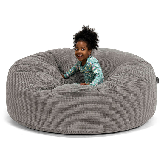 Pouf Géant pour Enfants de Taille Familiale 3-14 ans - Pompon Anthracite 01