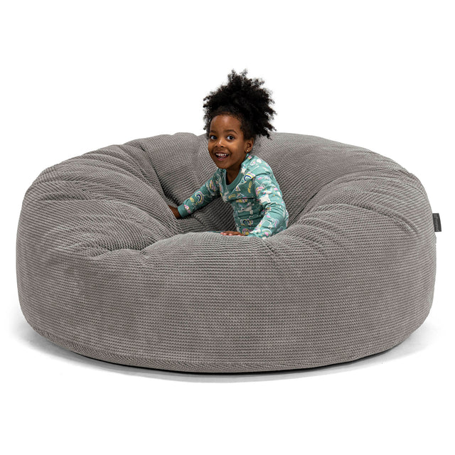 Pouf Géant pour Enfants de Taille Familiale 3-14 ans - Pompon Anthracite 01