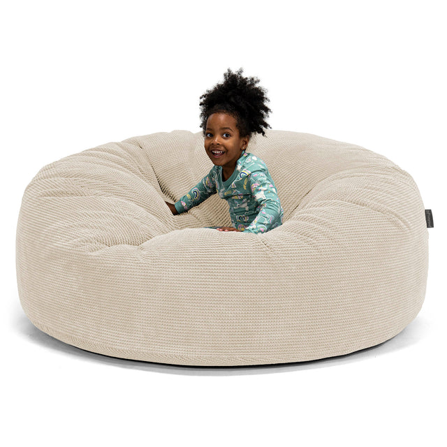 Pouf Géant pour Enfants de Taille Familiale 3-14 ans - Pompon Crème 01