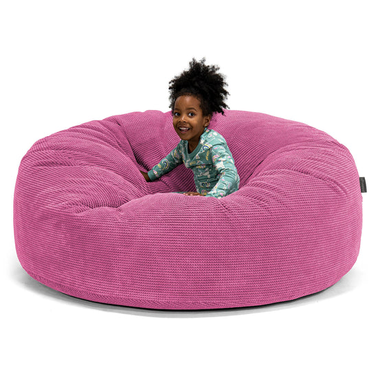 Pouf Géant pour Enfants de Taille Familiale 3-14 ans - Pompon Rose 01