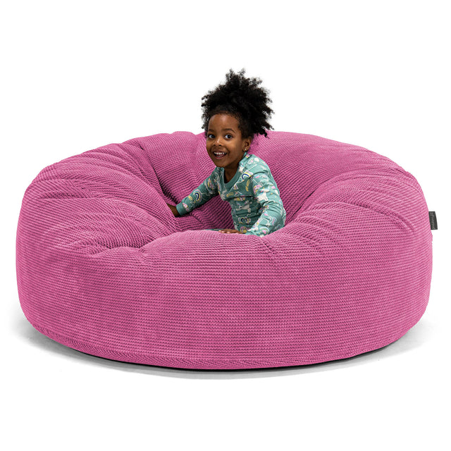 Pouf Géant pour Enfants de Taille Familiale 3-14 ans - Pompon Rose 01