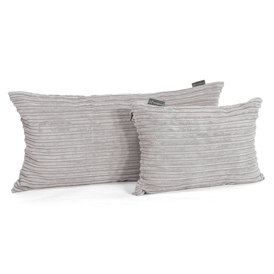 Housse de Coussin Géant 40 x 80cm - Côtelé Gris Argent 03