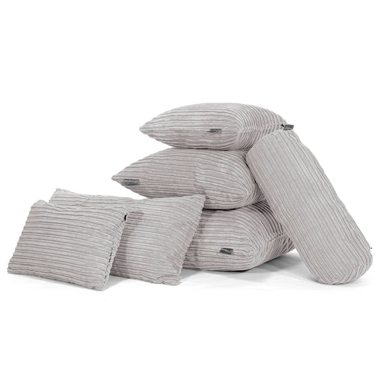 Housse de Coussin Géant 40 x 80cm - Côtelé Gris Argent 04