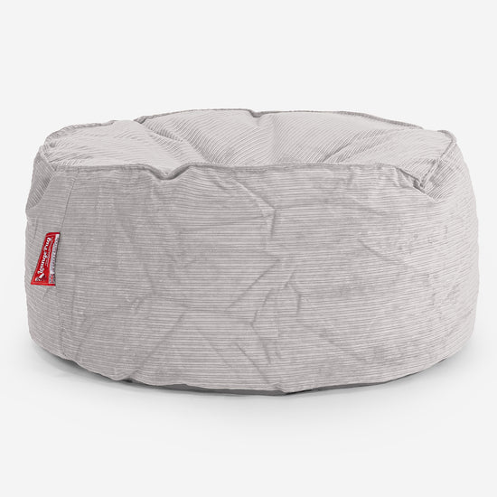 Pouf Design Rond - Côtelé à Fines Rayures Pierre 01