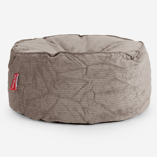 Pouf Design Rond - Côtelé à Fines Rayures Vison 01