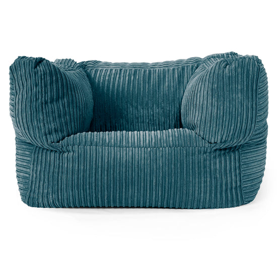 Albert Pouf Fauteuil Design - Côtelé Bleu Canard 01