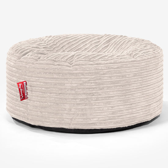 Pouf Design Rond - Côtelé Crème 01