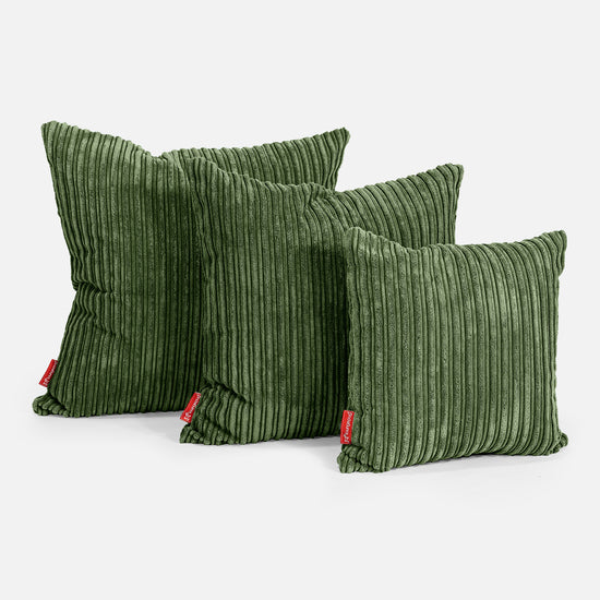 Housse de Coussin 47 x 47cm - Côtelé Vert Forêt 02