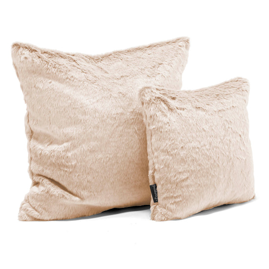 Coussin 47 x 47cm - Fausse Fourrure Lapin Blanc 02