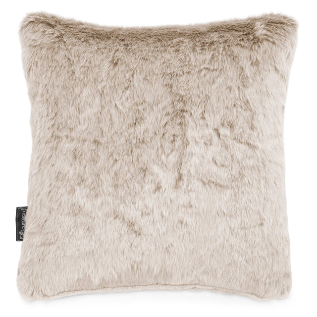 Coussin 47 x 47cm - Fausse Fourrure Lapin Brun Doré 01