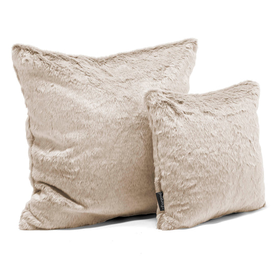 Coussin 47 x 47cm - Fausse Fourrure Lapin Brun Doré 02