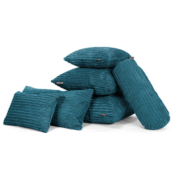 Coussin Rectangulaire 35 x 50cm - Côtelé Bleu Canard 04