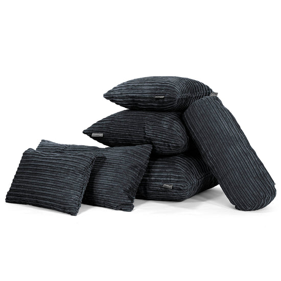 Coussin Rectangulaire 35 x 50cm - Côtelé Noir 04
