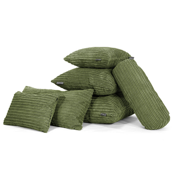 Housse de Coussin Rectangulaire 35 x 50cm - Côtelé Vert Forêt 04