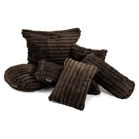 Housse de Coussin Rectangulaire 35 x 50cm - Velours Côtelé Ultra Pelucheux Marron Meuse 02