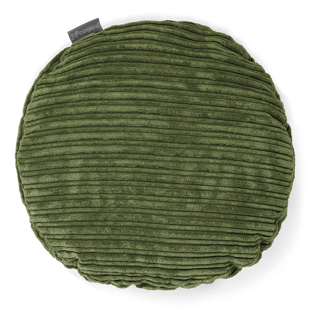 Housse de Coussin Rond 50cm - Côtelé Vert Forêt 01
