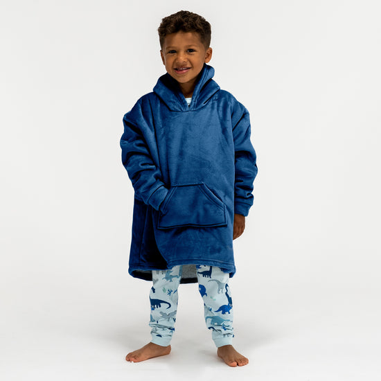 Couverture à Capuche pour Enfants - Molleton Bleu Foncé 03