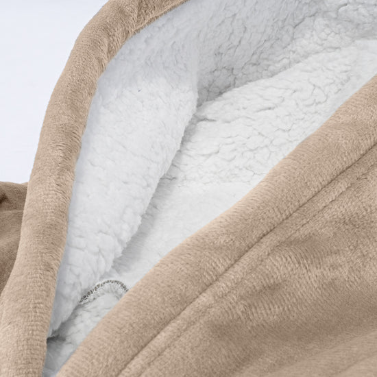 Couverture à Capuche pour Homme et Femme - Molleton Crème / Vison 06