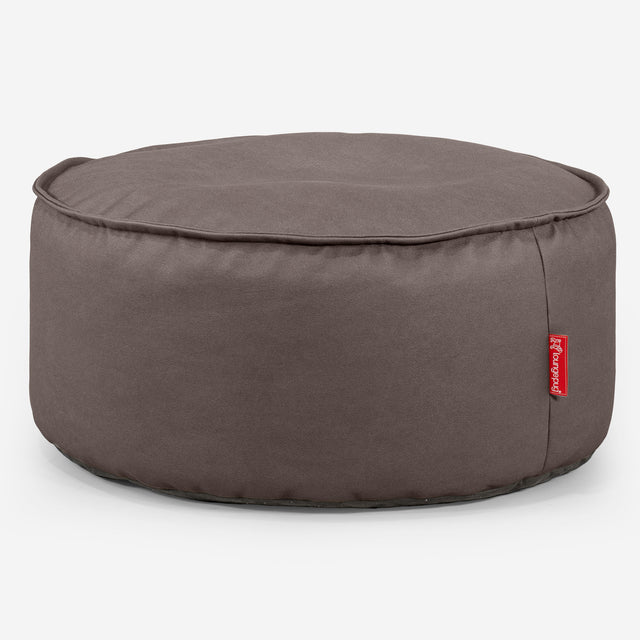 Pouf Design Rond - Cuir Végan Chocolat 01