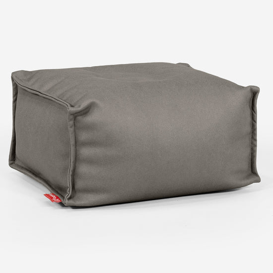 Pouf Repose Pied - Cuir Végan Gris 01