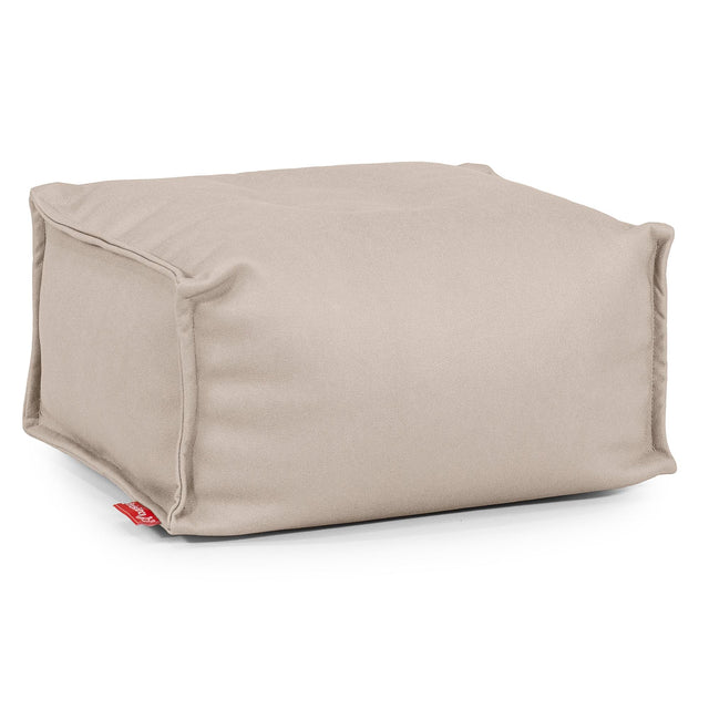 Pouf Repose Pied - Cuir Végan Ivoire 01