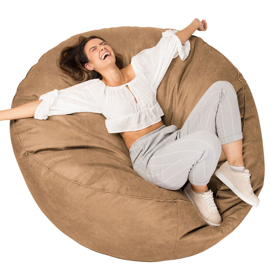 Canapé Pouf Géant Grande Mammouth - Cuir Vintage Marron Clair 01