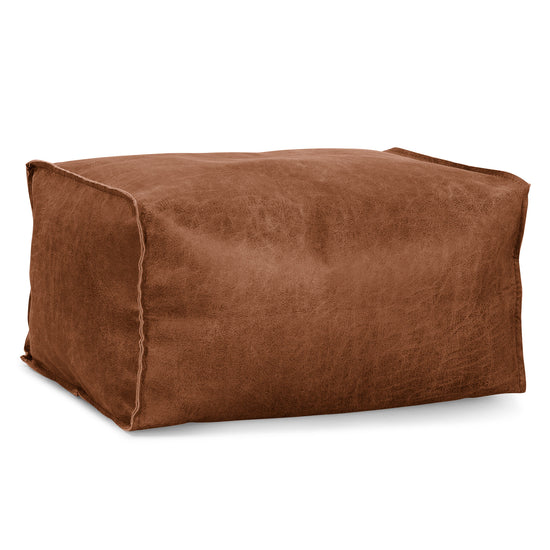 Pouf Repose Pied - Cuir Vintage Camel 01