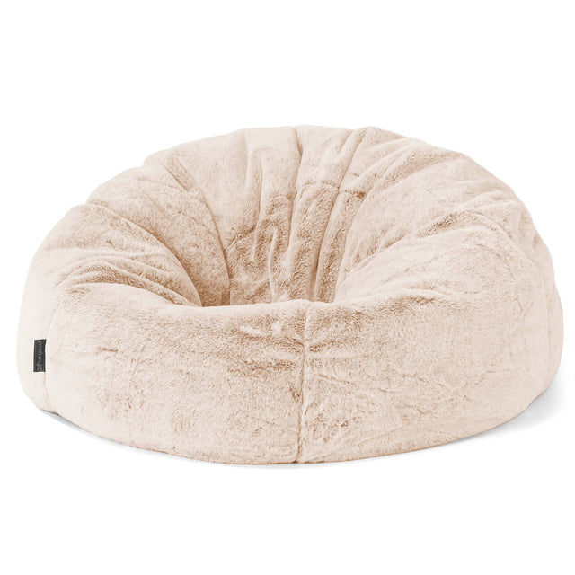 Pouf Poire Classique - Fausse Fourrure Lapin Blanc 01