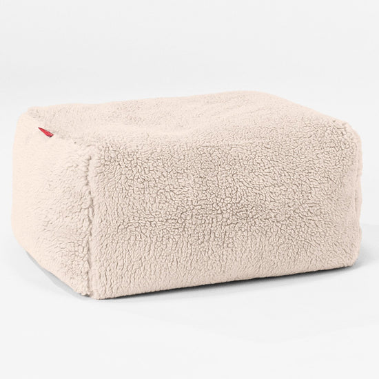 Pouf Repose Pied - Fausse Fourrure Nounours Crème 01
