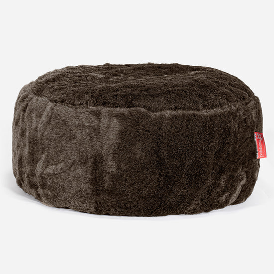 Pouf Design Rond - Fausse Fourrure Marron 01