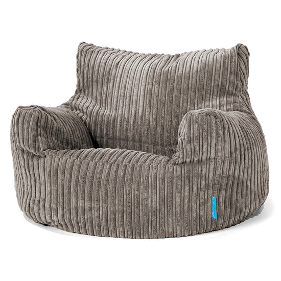 Fauteuil Pouf Enfant 3-8 ans - Côtelé Anthracite 01