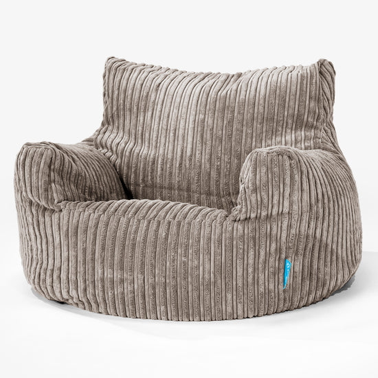 Fauteuil Pouf Enfant 3-8 ans - Côtelé Grège 01