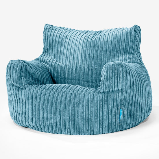 Fauteuil Pouf Enfant 3-8 ans - Côtelé Mer Égéé 01