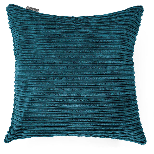 Grand Coussin 70 x 70cm - Côtelé Bleu Canard 01