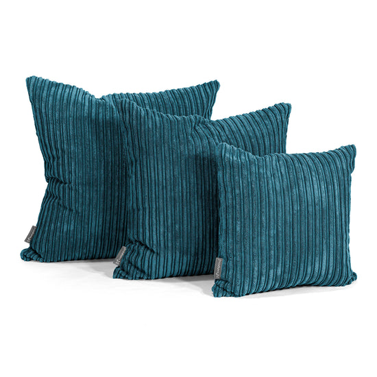 Grand Coussin 70 x 70cm - Côtelé Bleu Canard 02