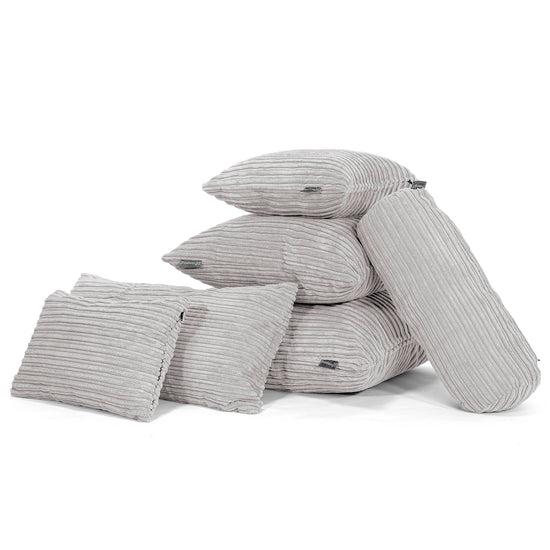 Grand Housse de Coussin 70 x 70cm - Côtelé Gris Argent 04