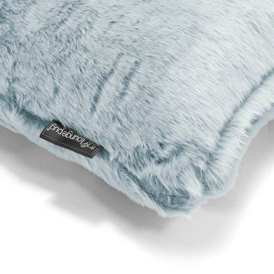 Grand Coussin 70 x 70cm - Fausse Fourrure Lapin Bleu Pastel 03