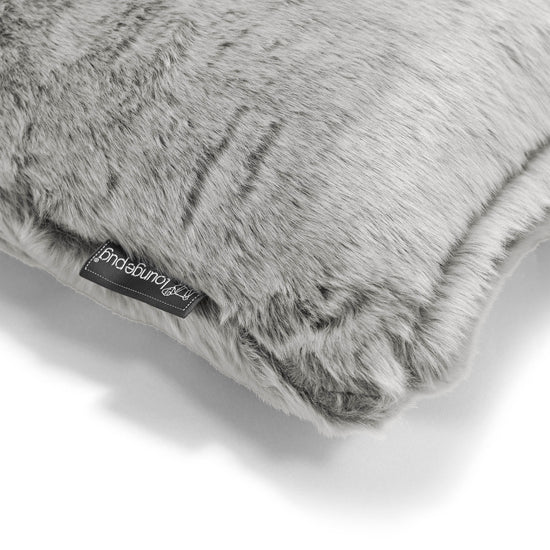 Grand Coussin 70 x 70cm - Fausse Fourrure Lapin Gris clair 03